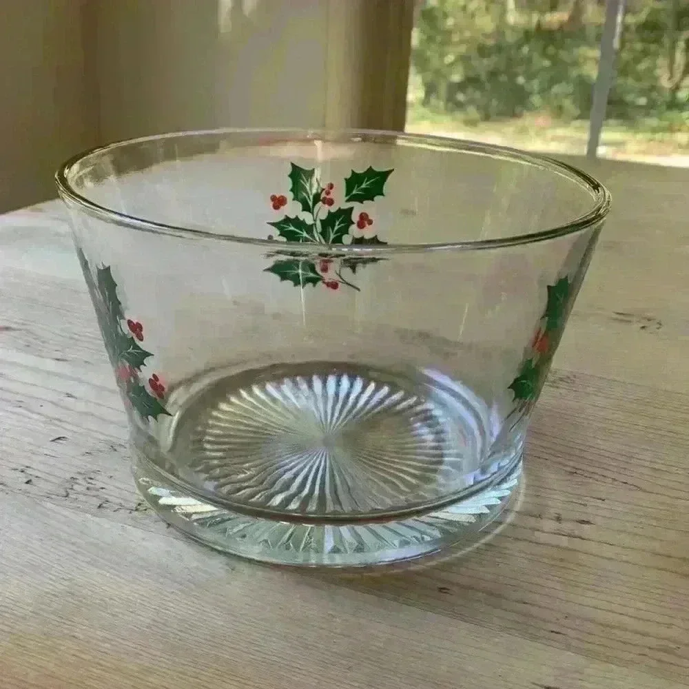 Indiana Glass Vintage Holly And Berries Pattern/Christmas Or Holiday